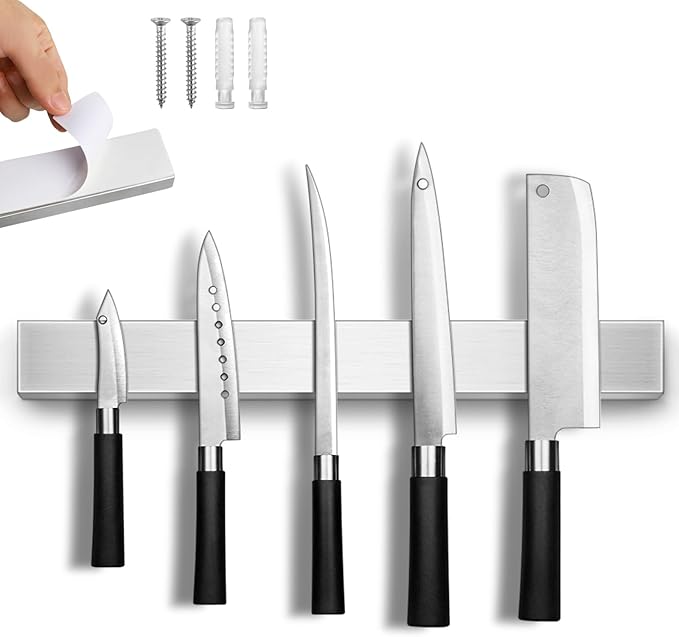 Magnetic Knife Bar 18 inch, Heavy Duty Kitchen Knife Magnet Holder and Wall Mount Tool Strip, Extra Strong Magnetic Strips for Wall to Organize Chef Knives in Kitchen or RV Essentials