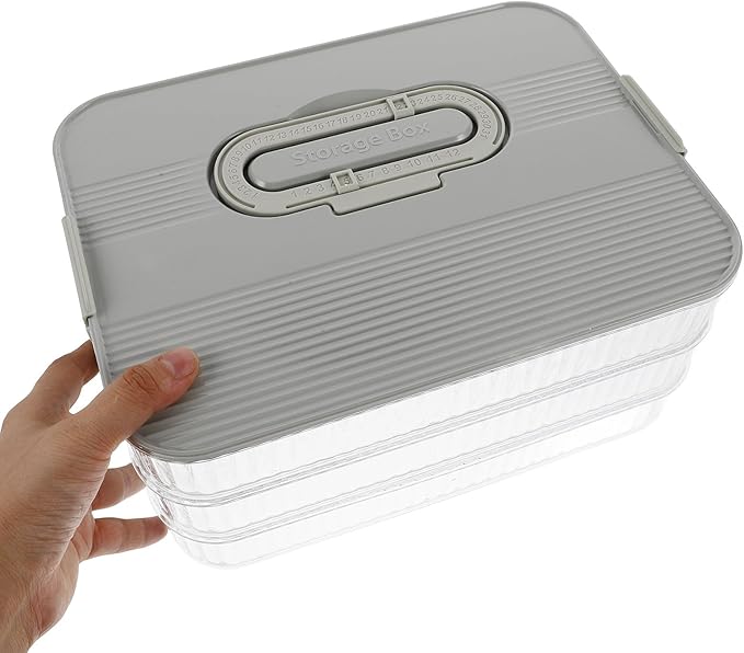 KALLORY Triple-layer Food Storage Container for Refrigerator, Stackable Lunch and Snack Boxes with Lid, Plastic, Detachable Design, Suitable for Meal Prep and Bacon Storage