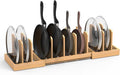 Bamboo Pot Lid Organizer, Pots and Pans Organizer Inside Cabinet, Pot Lids holder for Kitchen Countertop