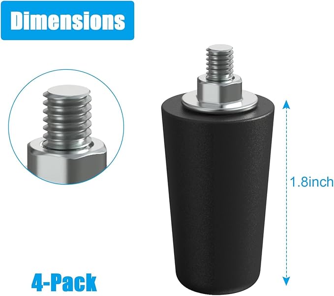 Set of 4 Rubber Feet for Blackstone Griddle Parts, Leveling Feet Kit for Blackstone 17" and 22" Tabletop Griddle Accessories, Long Stabilizing Foot and Screw Nut Replacement Parts
