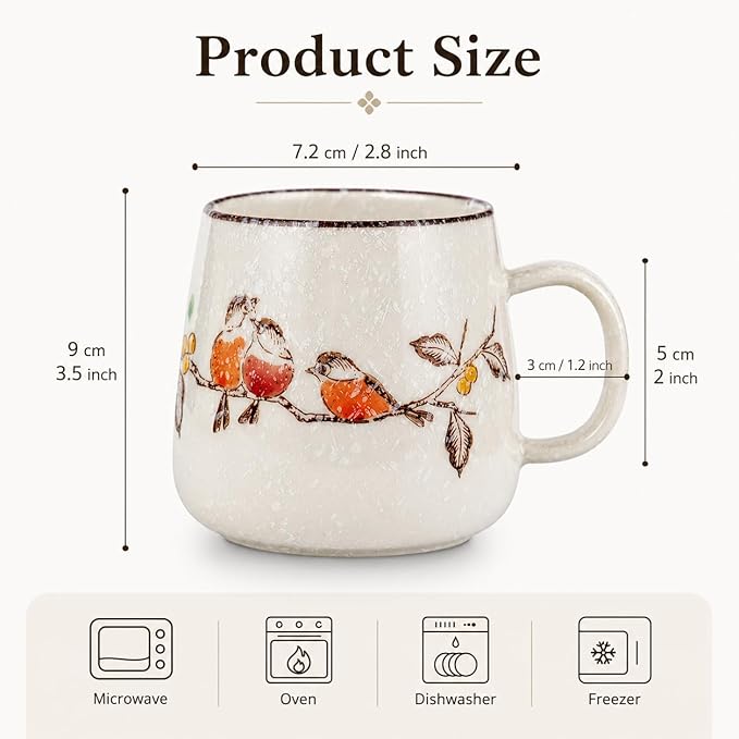 clothmile 2.8 inch 4 Pieces Japanese Retro Ceramics Mug Asian Chinese Coffee Cups Set for Restaurant, Diner, Farmhouse, Coffee Shop, Home