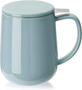 Sweese 20 OZ Porcelain Tea Mug with Infuser and Lid, Bluish Grey Tea Cup
