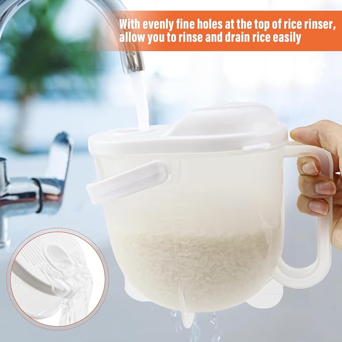 2PCS Rice Washer Plastic Washing Bowl Filter Strainer Basket for Vegetable Fruit Pasta Strainer Kitchen Colander, 400ml