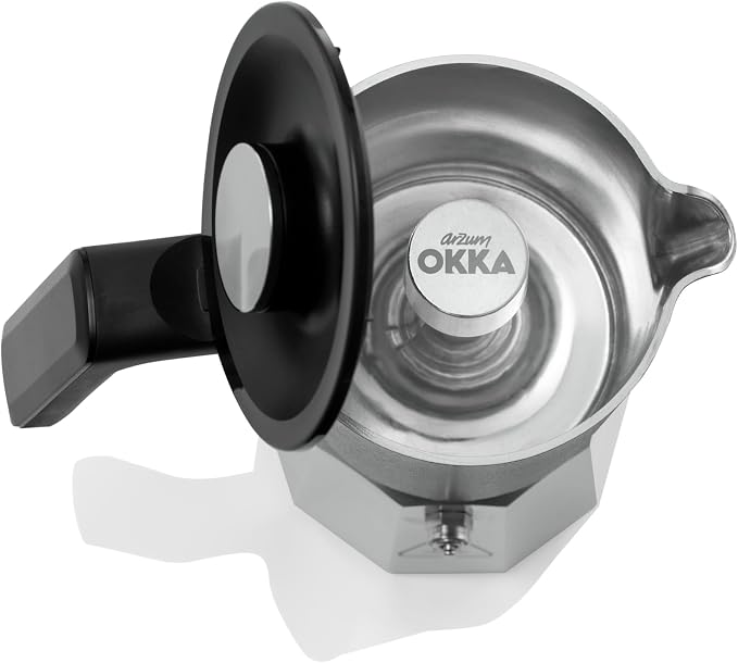 Arzum Okka Moka Pot with Milk Frother, Hot Beverage and Turkish and Greek Coffee Maker, Velvetiser, 120V, 5 Cups, Programmable Touch Panel, Chrome