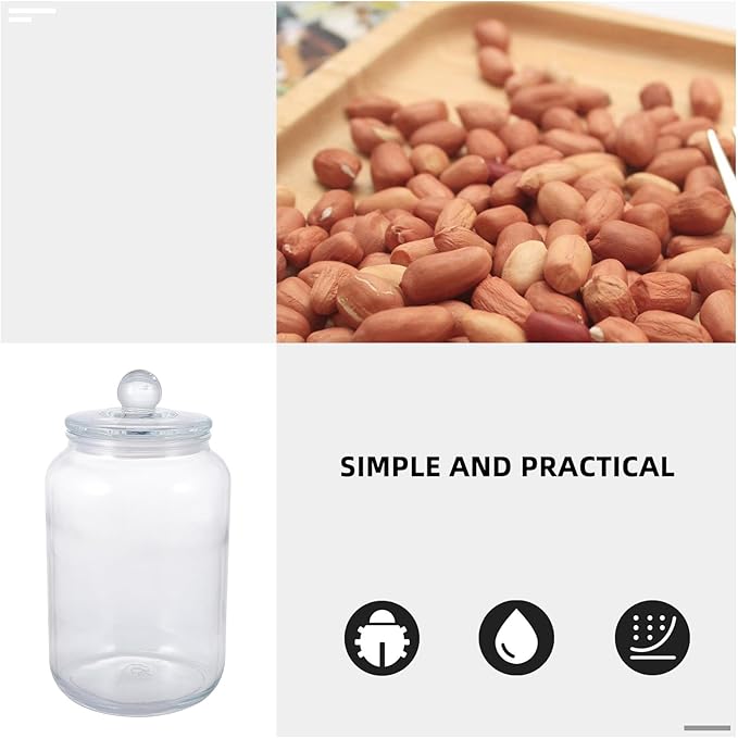 FOMIYES Glass Airtight Storage Jar 3l Food Canister for Kitchen Pantry Sealed Glass Container with Lid for Cereal Honey and Meal Prep