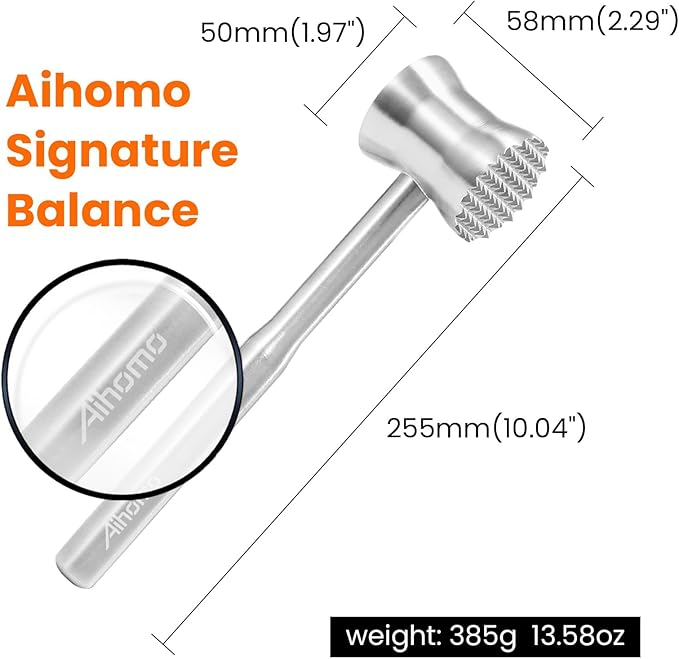 304 Stainless Steel Meat Tenderizer Mallet, Meat Hammer Dishwasher Safe with Storage Bag & Gift Box, Dual Sided Chicken Pounder for Steak, Beef, Poultry, Heavy Duty Kitchen Mallet