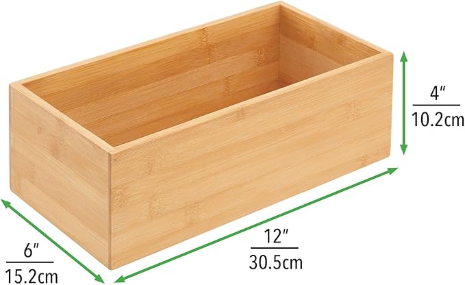 mDesign Kitchen Organiser — Rectangular Wooden Storage Box for Storing Tea, Coffee, Sugar and Other Foods in The Kitchen — Stackable Tea Bag Holder — Natural