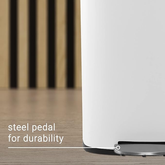 happimess HPM1006C Connor Rectangular 13-Gallon Trash Can with Soft-Close Lid and Free Mini Trash Can, Fingerprint Resistant, Modern, Minimalistic for Home, Kitchen, Office, Bathroom, White