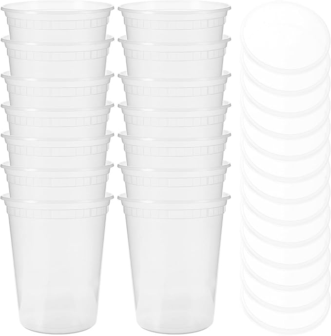 Alasum 30 Sets 32oz (960ml) Plastic Leakproof Soup Bowls with Lids, Disposable Food Packing Containers for Meal Prep and Takeout, Portable Condiment and Porridge Bowls for Home and Travel