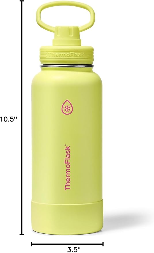 ThermoFlask Insulated Water Bottle with Spout Lid (32 oz, Unmellow Yellow) - Leakproof, Stainless Steel Water Bottle for Cold & Hot Drinks, Travel & Daily Hydration