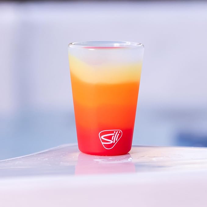 Silipint 1.5oz Silicone Shot Glasses – Pack of 2 Unbreakable, BPA-Free, Non-Toxic, Dishwasher & Freezer Safe Cups – Colored Shot Glasses for Cold Beverages, Cocktails, Travel, Party (Marigold)