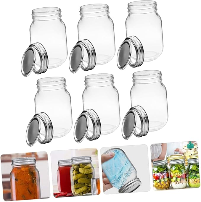 GANAZONO 6pcs Jars with Airtight Lids Reusable Containers for Jam Syrup and Honey Storage Fruit Jelly Cans for Outdoor Use and Meal Prep