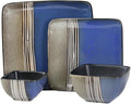 Elama Uptown Loft 16 Piece Double Bowl Stoneware Dinnerware Set with Service for 4