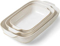 Baking Dish for Oven, Ceramic Casserole Dishes Set for 3, Rectangular Lasagna Pan Deep, Baking Pans with Handle, 12.9“/10.8"/8.4" Bakeware Sets for Cake, Casserole, Kitchen Wedding Gifts, Arctic White