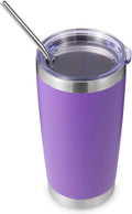 Volhoply 20oz Stainless Steel Tumbler with Lid and Straw,Double Wall Insulated Travel Iced Coffee Mug Fits Car Cup Holder,Powder Coated Cups for Hot and Cold Drinks,Gifts for Women Men（Purple,1 Set）
