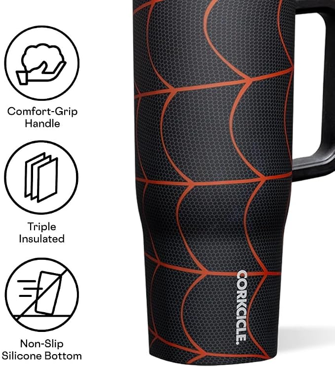 Corkcicle Cruiser Insulated Tumbler with Handle & Straw - Keeps Drinks Ice Cold - Triple-Insulated - Leakproof Travel Mug - BPA-Free - Summer Drinkware Gift - 40 oz, Miles Morales