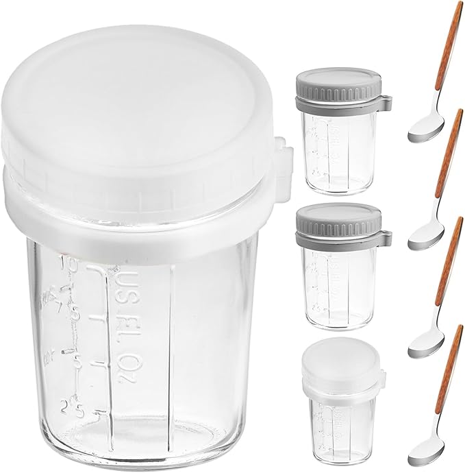 4pcs Glass Overnight Oats Jars with Airtight Lids and Spoons 350ml Kitchen Food Storage Containers for Yogurt, Cereal, and Porridge Meal Prep