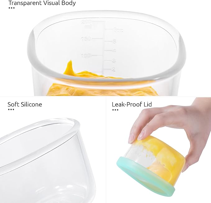 U-Taste 28"x20" Large Food-Grade Liquid Silicone Pastry Mat and 3oz 6oz Small Storage Containers Food Grade Liquid-Silicone Freezer Box Set of 4 (Aqua Sky)