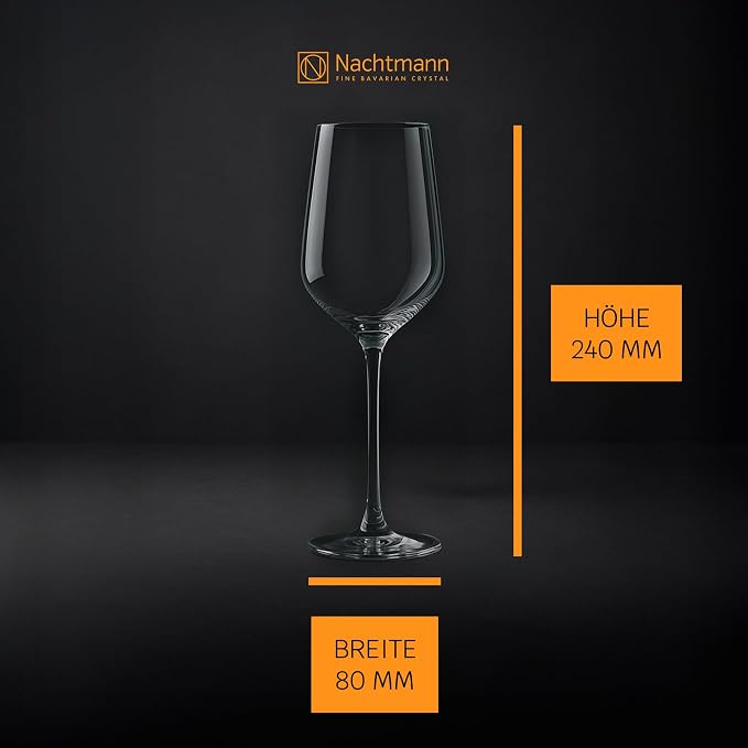 Nachtmann ViNOVA White – Set of 4 Lead-Free 12.8 oz Crystal Stemware, Tall Elegant Glassware for Enhancing Aromas & Flavors, Ideal for Dining, Tasting, Entertaining, Celebrations
