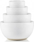 KooK Mixing Bowls, Ceramic Nesting Bowls, Stoneware Kitchen Bowls, For Prep, Serving, Dishwasher Safe, 18/40/90/140 oz, Set of 4, Moonstone