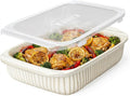 Artena Baking Dish 5.1 Quarts, Casserole Dishes For Oven, Baking Pan With Handles, Lasagna Pan Deep, Large Casserole Dish, Rectangular Ceramic Bakeware (White, With Lid)