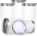 DOMICARE 20oz Tumbler with Lid Stainless Steel Tumblers Bulk, Double Wall Vacuum Insulated Coffee Travel Mug Powder Coated Tumbler, 4 Count (Pack of 1) White