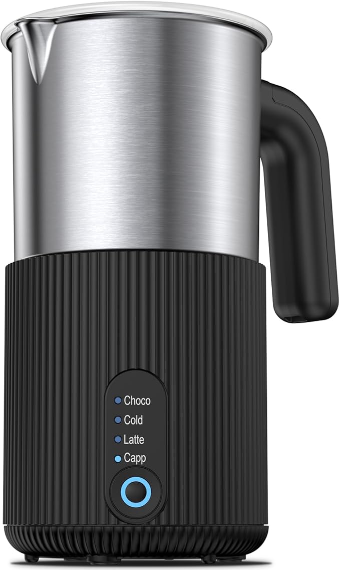 Milk Frother, 4-in-1 Electric Milk Steamer, 500ml/16.9oz Automatic Frother Machine for Coffee, Warm and Cold Foam, Temperature Control for Latte, Cappuccino, Hot Chocolate-Black
