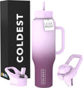 Coldest Tumbler with Handle and Straw - 100% Leak Proof Insulated Tumbler with Lid and Straw (3 Lids) - Stainless Steel Tumblers for Women & Men - Cup Holder Friendly Base, 46 oz (Tasty Lolipop)