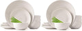 Dinnerware Sets, Fine Porcelain Dinnerware Sets, Plates and Bowls Sets, Dishes, 12-Piece Service for 4, Soft White (Pack of 2)