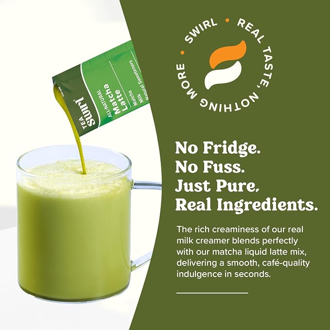 Swirl - Matcha Latte - Smooth, Creamy Japanese Green Tea Milk Blend, Single Serve, Travel Ready, No Refrigeration Required - 38g per pack 10 packets