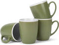 Elanze Designs Solid Color Green White Interior 16 ounce Matte Ceramic Mugs Matching Set of 4