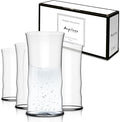 Figueroa Collection 14 oz Tall Drinking Glasses, Large Clear Beverage Glass Cups for Water Juice Soda Iced Tea Cocktails, Modern Highball Glassware for Kitchen Dining Bar Everyday Drinkware - Set of 4