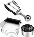 Spring Chef Multifunctional 1 Tablespoon Small Cookie Scoop, #60 & Large Dough Blender & Biscuit Cutter Set - 2 Product Bundle - Black