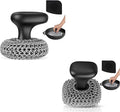 Cast Iron Scrubber | Dish Scrub Brush | 316 Cast Iron Cleaner Chainmail Scrubber Circle + Square 2PCS Black