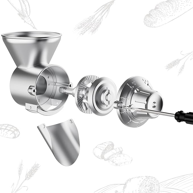 Grain Mill Attachment for Kitchenaid Stand Mixer, 9 Levels Flour Mill, Grain Mill for Flour, Fit for Non-Oily Dry Grain Corn, Coffee Bean Grinder, Oats, Millet, Wheat