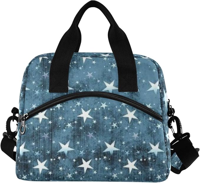 Insulated Lunch Bag Reusable Lunch Tote Bag Cooler Bag for Women Men Adult Lunch Box with Adjustable Shoulder Strap Leakproof Lunch Bag for Work School Picnic Camping (Star)