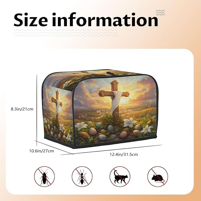 Easter Eggs Art Flower Toaster Cover 4 Slice Dust and Fingerprint Protection Toaster Bread Maker Covers Washable Kitchen Small Appliance Covers for Kitchen Accessories Decor Bakeware Women Gift