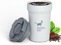CHEERFUL GOAT Travel Coffee Mug – Stainless Steel Ceramic Lined Mug Insulated Tumbler, with lid, 12oz Leak Proof Cup for Hot and Cold Water Coffee at Home, Office, or On the Go (Grey)