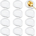 Irenare 12 Pcs Ceramic Spoon Rest for Stove Top, 3.74 Inch Porcelain Spoon Holder, Coffee Utensil Rest Heat Resistant Dishwasher Safe for Home Kitchen Accessories Gift(White)