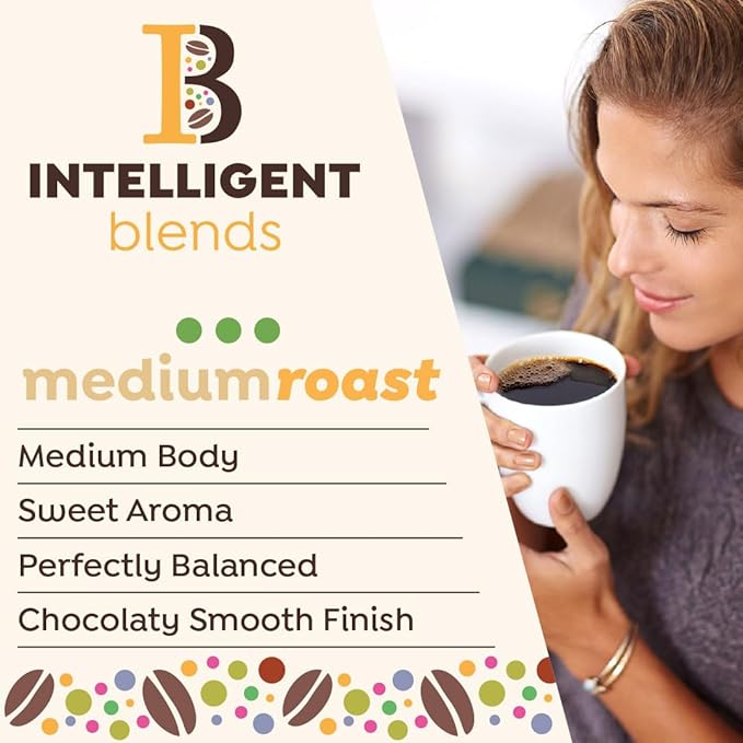 Intelligent Blends Medium Dark Roast Coffee Pods, 100 ct, Single Serve Pods – 100% Arabica Coffee, Compatible with Keurig K Cups Maker