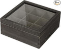 Black Wood Tea Bag Organizer, 9 Compartment Multi-Functional Tea Box and Storage Organizer,Tea Storage Chest with Acrylic Lid