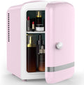 Electactic Mini Fridge for Skincare, 4L/6 Cans Small Cosmetic Fridge for Makeup & Beverage, Portable Desk Fridge Cooler and Warmer for Kids, Bedroom, Countertop, Pink
