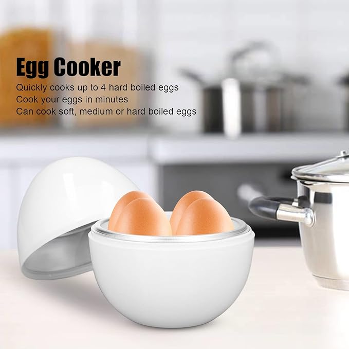 Hard Boiled Egg Cooker, Rapid Egg Cooker, 4 Egg Capacity Electric Egg Cooker for Hard Boiled Eggs, Poached Eggs, Scrambled Eggs, Maker for Steamed Bread, Dumplings