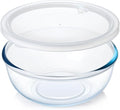 NUTRIUPS 6 QT Large Glass Mixing Bowl with Lid, Large Glass Mixing Bowl for Sourdough, Big Glass Bowls for Salad (White)