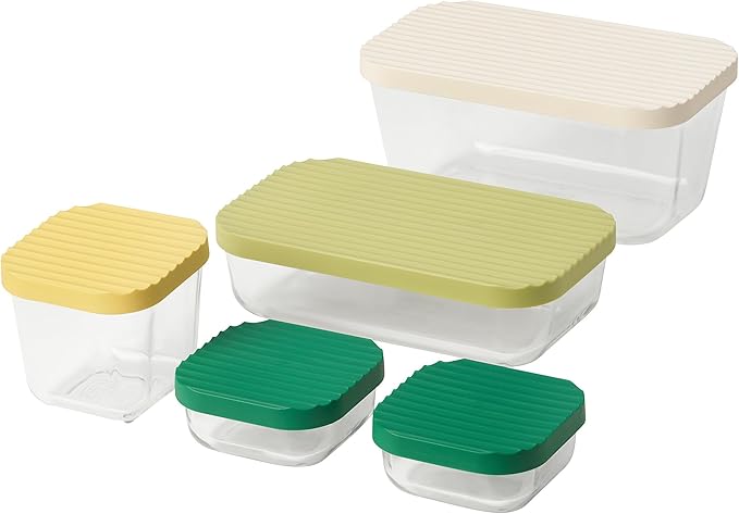 ProTuning HAVSTOBIS Food container with lid, set of 5, transparent/multicolour