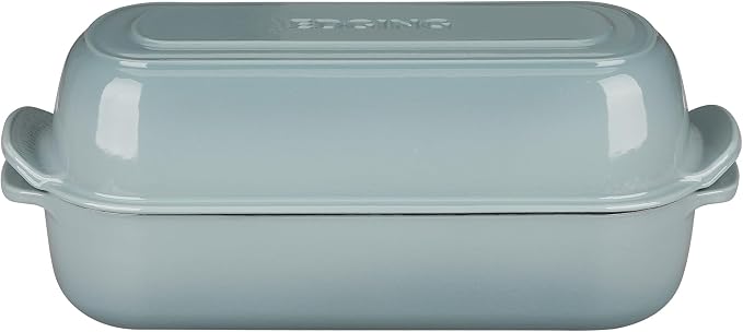EDGING CASTING Enameled Cast Iron Loaf Pan with Lid, Bread pan, Dutch Oven Bread pan for Homemade Sourdough Bread Baking, 12.5x5.5 inch, 5qt, Seasalt
