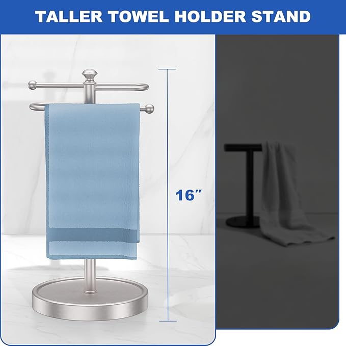 Hand Towel Holder, 304 Stainless Steel Heavy Duty S Shape Hand Towel Stand Free Standing Towel Bar for Bathroom Kitchen Countertop