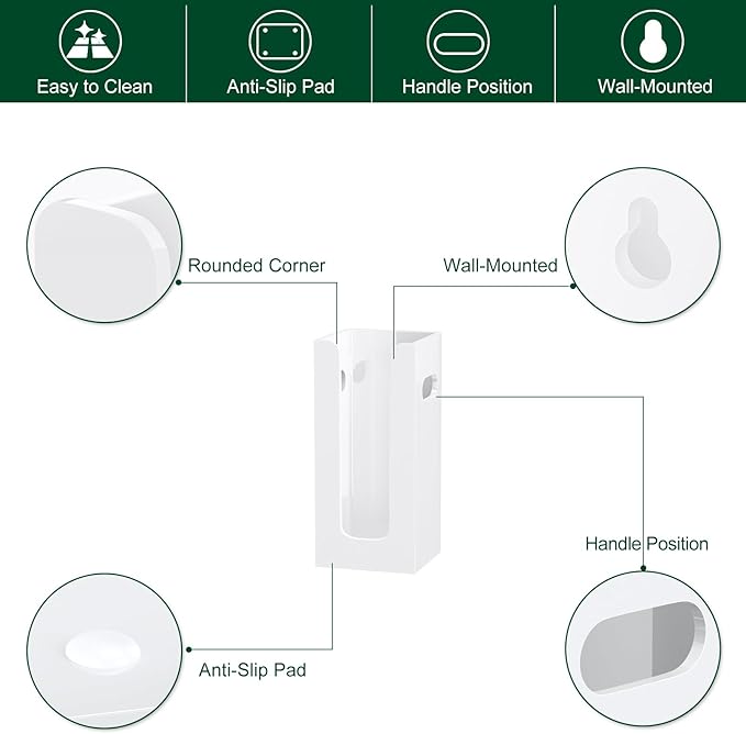 Disposable Coffee Cup Dispenser with Handles, Countertop or Wall Mount Hot/Cold Drink Cup and Lid Holder - Bathroom/Kitchen/Office Acrylic Cup Lid Storage Organizer (1 Compartment, White)