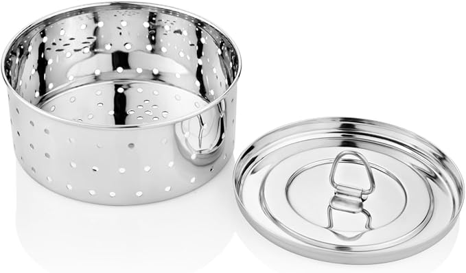 Trisara Stainless Steel Round Paneer Maker/Mould with Lid | 11 cm |Size 2 | Curd/Cheese/Tofu Maker | Strainer for Paneer/Tofu | Homemade Paneer Press/Machine