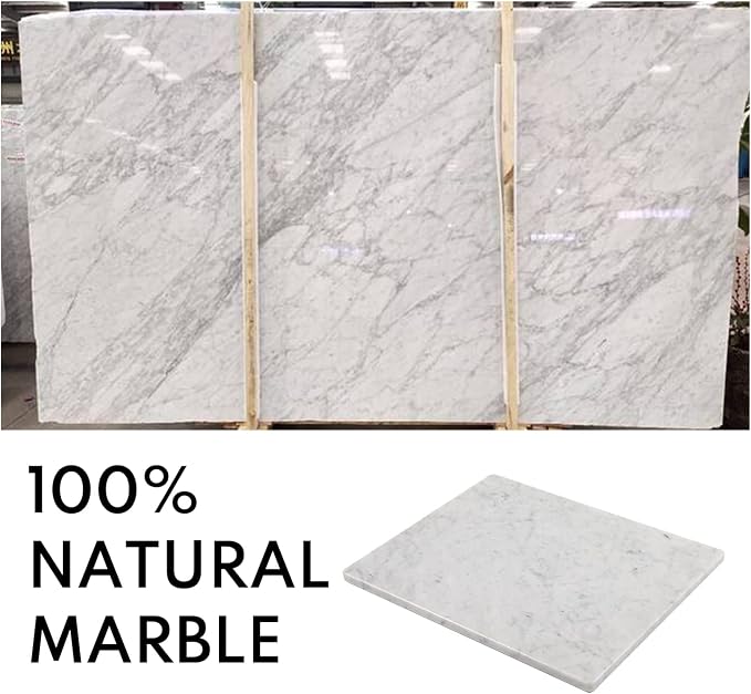 Lovdeco Carrara Marble Cutting Board 20x16 Inch, Pastry Board For Kitchen, Large White Marble Slab Gift With Non-Slip Feets, 1 Piece